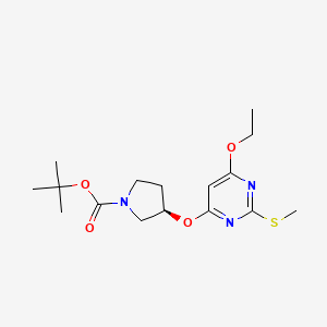 molecular formula C16H25N3O4S B7912525 (R)-3-(6-Ethoxy-2-methylsulfanyl-pyrimidin-4-yloxy)-pyrrolidine-1-carboxylic acid tert-butyl ester 