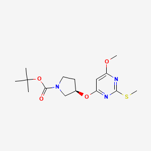 molecular formula C15H23N3O4S B7912530 (R)-3-(6-Methoxy-2-methylsulfanyl-pyrimidin-4-yloxy)-pyrrolidine-1-carboxylic acid tert-butyl ester 