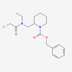 molecular formula C18H25ClN2O3 B7912663 2-{[(2-Chloro-acetyl)-ethyl-amino]-methyl}-piperidine-1-carboxylic acid benzyl ester 