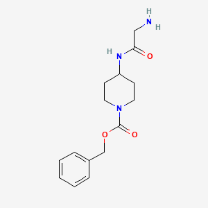 molecular formula C15H21N3O3 B7912749 4-(2-Amino-acetylamino)-piperidine-1-carboxylic acid benzyl ester 