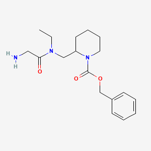 molecular formula C18H27N3O3 B7912808 2-{[(2-Amino-acetyl)-ethyl-amino]-methyl}-piperidine-1-carboxylic acid benzyl ester 