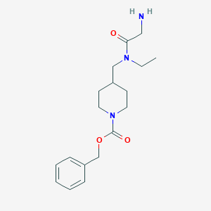 molecular formula C18H27N3O3 B7912818 4-{[(2-Amino-acetyl)-ethyl-amino]-methyl}-piperidine-1-carboxylic acid benzyl ester 