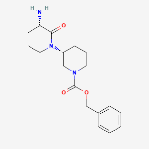 molecular formula C18H27N3O3 B7912933 (R)-3-[((S)-2-Amino-propionyl)-ethyl-amino]-piperidine-1-carboxylic acid benzyl ester 