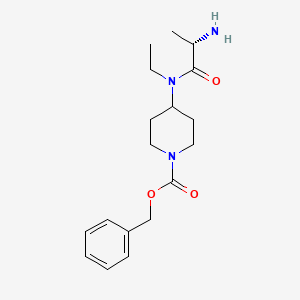 molecular formula C18H27N3O3 B7912940 4-[((S)-2-Amino-propionyl)-ethyl-amino]-piperidine-1-carboxylic acid benzyl ester 