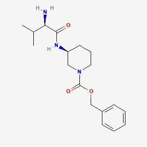 molecular formula C18H27N3O3 B7913024 (S)-3-((R)-2-Amino-3-methyl-butyrylamino)-piperidine-1-carboxylic acid benzyl ester 