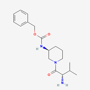 molecular formula C18H27N3O3 B7913784 [(S)-1-((S)-2-Amino-3-methyl-butyryl)-piperidin-3-yl]-carbamic acid benzyl ester 