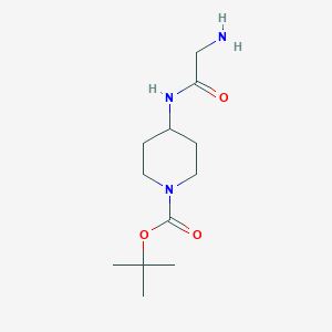 molecular formula C12H23N3O3 B7914152 4-(2-Amino-acetylamino)-piperidine-1-carboxylic acid tert-butyl ester 
