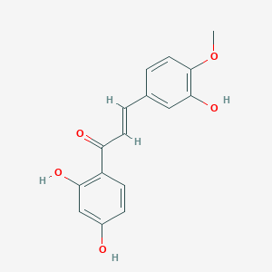 molecular formula C16H14O5 B079148 丙烯苯酮，2',4'-二羟基-3-(间羟基-对甲氧基苯基)- CAS No. 13323-67-6