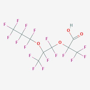 molecular formula C2F5(CF2OCF(CF3))2COOH<br>C9HF17O4 B079209 Perfluoro-2,5-dimethyl-3,6-dioxanonanoic acid CAS No. 13252-14-7