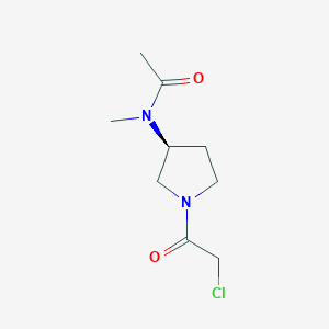 molecular formula C9H15ClN2O2 B7921648 N-[(S)-1-(2-Chloro-acetyl)-pyrrolidin-3-yl]-N-methyl-acetamide 
