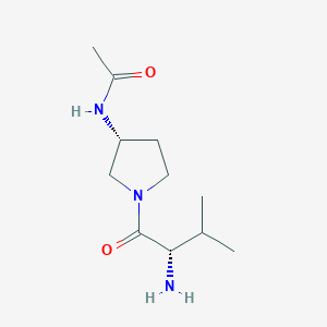 molecular formula C11H21N3O2 B7921724 N-[(R)-1-((S)-2-Amino-3-methyl-butyryl)-pyrrolidin-3-yl]-acetamide 