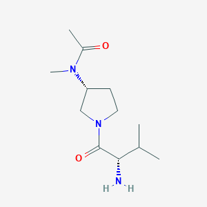 molecular formula C12H23N3O2 B7921767 N-[(R)-1-((S)-2-Amino-3-methyl-butyryl)-pyrrolidin-3-yl]-N-methyl-acetamide 