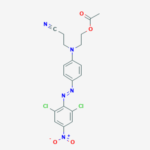 molecular formula C19H17Cl2N5O4 B079229 2-[N-(2-Cyanoethyl)-4-[(2,6-dichloro-4-nitrophenyl)azo]anilino]ethyl acetate CAS No. 12223-23-3
