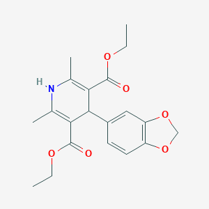 molecular formula C20H23NO6 B079290 3,5-Pyridinedicarboxylic acid, 4-(1,3-benzodioxol-5-yl)-1,4-dihydro-2,6-dimethyl-, diethyl ester CAS No. 10354-29-7