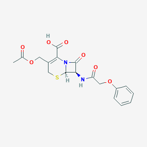 molecular formula C18H18N2O7S B079316 (6R,7R)-3-(Acetyloxymethyl)-8-oxo-7-[(2-phenoxyacetyl)amino]-5-thia-1-azabicyclo[4.2.0]oct-2-ene-2-carboxylic acid CAS No. 10390-44-0