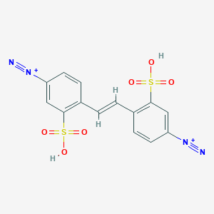 molecular formula C14H10Cl2N4O6S2 B079317 4-[(E)-2-(4-diazonio-2-sulfophenyl)ethenyl]-3-sulfobenzenediazonium CAS No. 13954-62-6