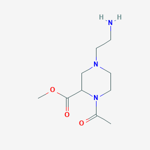molecular formula C10H19N3O3 B7932075 1-Acetyl-4-(2-amino-ethyl)-piperazine-2-carboxylic acid methyl ester 