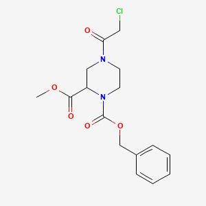 molecular formula C16H19ClN2O5 B7932098 1-O-benzyl 2-O-methyl 4-(2-chloroacetyl)piperazine-1,2-dicarboxylate 
