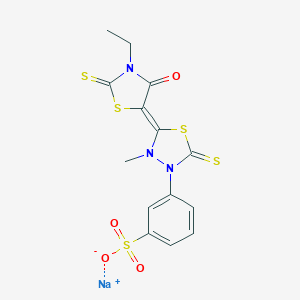 molecular formula C14H12N3NaO4S5 B079332 Sodium m-(5-(3-ethyl-4-oxo-2-thioxo-5-thiazolidinylidene)-4-methyl-2-thioxo-1,3,4-thiadiazolidin-3-yl)benzenesulphonate CAS No. 10285-73-1