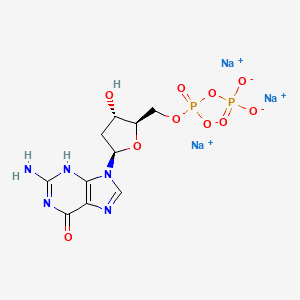 molecular formula C10H12N5Na3O10P2 B7934559 trisodium;[[(2R,3S,5R)-5-(2-amino-6-oxo-3H-purin-9-yl)-3-hydroxyoxolan-2-yl]methoxy-oxidophosphoryl] phosphate 