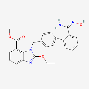 molecular formula C25H24N4O4 B7934568 Methyl 2-ethoxy-1-((2'-hydroxy-amidinobiphenyl-4-yl)methyl)-1H-benzimidazole-7-carboxylate 