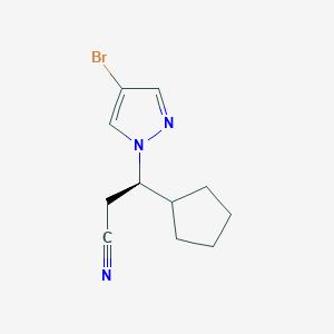 molecular formula C11H14BrN3 B7934641 (R)-3-(4-Bromo-1H-pyrazol-1-yl)-3-cyclopentylpropanenitrile CAS No. 1146629-83-5