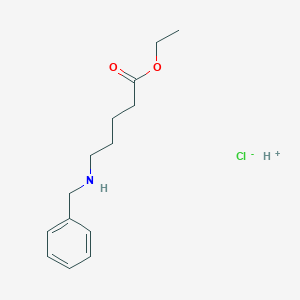 molecular formula C14H22ClNO2 B7934681 ethyl 5-(benzylamino)pentanoate;hydron;chloride 