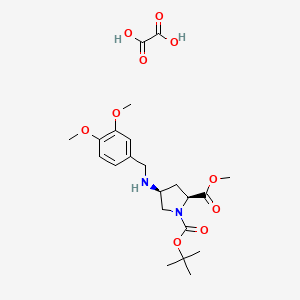 molecular formula C22H32N2O10 B7934685 1-tert-Butyl 2-methyl (2S,4S)-4-[(3,4-dimethoxybenzyl)amino]pyrrolidine-1,2-dicarboxylate oxalate 
