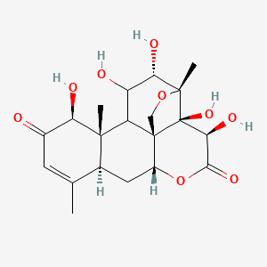 molecular formula C20H26O9 B7934712 (1R,2R,3R,6R,8S,12S,13S,15R,16S,17R)-2,3,12,15,16-pentahydroxy-9,13,17-trimethyl-5,18-dioxapentacyclo[12.5.0.01,6.02,17.08,13]nonadec-9-ene-4,11-dione 