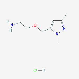 molecular formula C8H16ClN3O B7934730 2-((1,3-Dimethyl-1H-pyrazol-5-yl)methoxy)ethanamine hydrochloride 