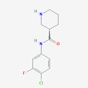 molecular formula C12H14ClFN2O B7935648 (S)-N-(4-chloro-3-fluorophenyl)piperidine-3-carboxamide 