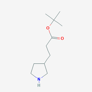 molecular formula C11H21NO2 B7936587 tert-Butyl 3-(pyrrolidin-3-yl)propanoate 