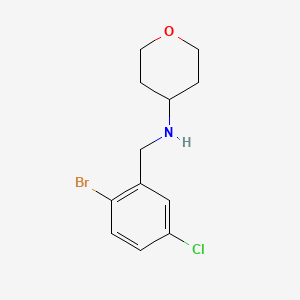 molecular formula C12H15BrClNO B7936728 N-[(2-bromo-5-chlorophenyl)methyl]oxan-4-amine 
