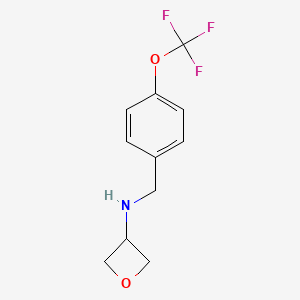 molecular formula C11H12F3NO2 B7939516 N-{[4-(Trifluoromethoxy)phenyl]methyl}oxetan-3-amine 