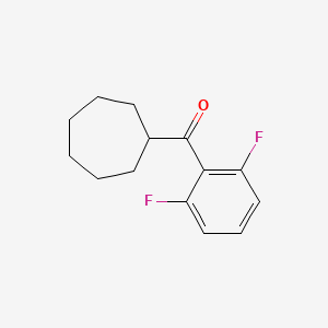 molecular formula C14H16F2O B7940299 2,6-Difluorophenyl cycloheptyl ketone 