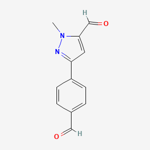 molecular formula C12H10N2O2 B7943171 5-(4-Formylphenyl)-2-methylpyrazole-3-carbaldehyde 