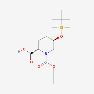 molecular formula C17H33NO5Si B7943192 (2S,5R)-5-[tert-butyl(dimethyl)silyl]oxy-1-[(2-methylpropan-2-yl)oxycarbonyl]piperidine-2-carboxylic acid 