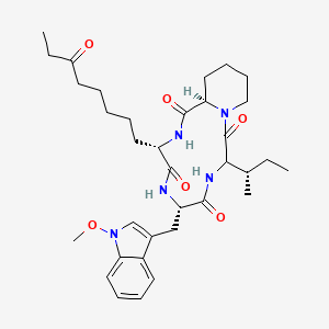 molecular formula C34H49N5O6 B7943286 Cyclo[(2S)-2-amino-8-oxodecanoyl-1-methoxy-L-tryptophyl-L-isoleucyl-(2R)-2-piperidinecarbonyl] 