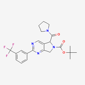 molecular formula C23H25F3N4O3 B7944661 Tert-butyl 5-(pyrrolidine-1-carbonyl)-2-[3-(trifluoromethyl)phenyl]-5,7-dihydropyrrolo[3,4-d]pyrimidine-6-carboxylate 