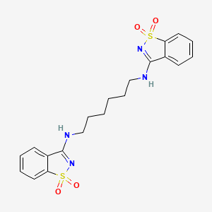 molecular formula C20H22N4O4S2 B7944695 N,N'-bis(1,1-dioxo-1,2-benzothiazol-3-yl)hexane-1,6-diamine 