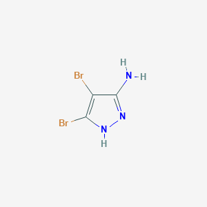 molecular formula C3H3Br2N3 B7944779 3,4-Dibromo-1H-pyrazol-5-amine 