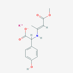 molecular formula C13H14KNO5 B7945267 potassium;2-(4-hydroxyphenyl)-2-[[(E)-4-methoxy-4-oxobut-2-en-2-yl]amino]acetate 