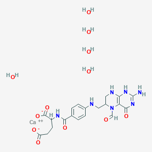 molecular formula C20H31CaN7O12 B7945395 calcium;2-[[4-[(2-amino-5-formyl-4-oxo-1,6,7,8-tetrahydropteridin-6-yl)methylamino]benzoyl]amino]pentanedioate;pentahydrate 