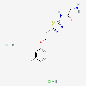 molecular formula C13H18Cl2N4O2S B7945516 2-amino-N-{5-[2-(3-methylphenoxy)ethyl]-1,3,4-thiadiazol-2-yl}acetamide dihydrochloride 