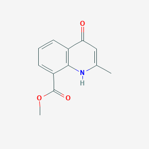molecular formula C12H11NO3 B7946066 Methyl 4-hydroxy-2-methyl-8-quinolinecarboxylate 