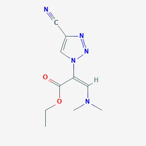 molecular formula C10H13N5O2 B7946119 Ethyl 3-(dimethylamino)-2-(4-cyano-1H-1,2,3-triazol-1-yl)acrylate 