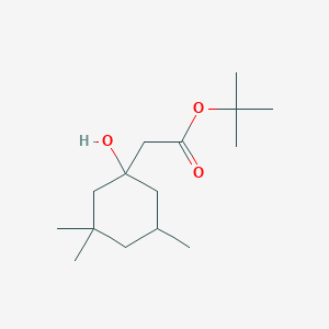 molecular formula C15H28O3 B079464 Cyclohexaneacetic acid, 1-hydroxy-3,3,5-trimethyl-, tert-butyl ester CAS No. 13278-11-0