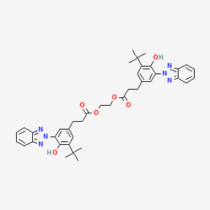 molecular formula C40H44N6O6 B7947081 Poly(oxy-1,2-ethanediyl),a-[3-[3-(2H-benzotriazol-2-yl)-5-(1,1-dimethylethyl)-4-hydroxyphenyl]-1-oxopropyl]-w-[3-[3-(2H-benzotriazol-2-yl)-5-(1,1-dimethylethyl)-4-hydroxyphenyl]-1-oxopropoxy]- 