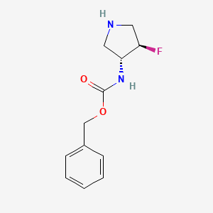 molecular formula C12H15FN2O2 B7947634 Carbamic acid, N-[(3R,4R)-4-fluoro-3-pyrrolidinyl]-, phenylmethyl ester, rel- CAS No. 1638761-20-2