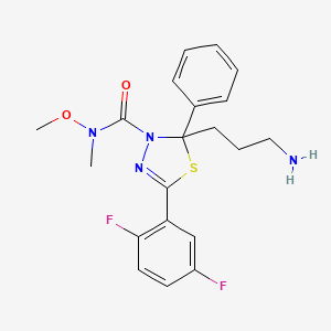molecular formula C20H22F2N4O2S B7948648 (2S)-2-(3-aminopropyl)-5-(2,5-difluorophenyl)-N-methoxy-N-methyl-2-phenyl-1,3,4-thiadiazole-3-carboxamide 